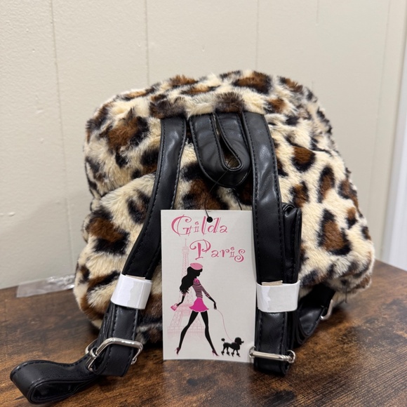 GILDA PARIS Leopard Print Faux Fur Mini Backpack with  display picture 1